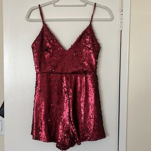 Superdown XS Red Sequin Romper - Shorts
